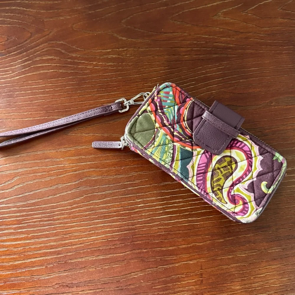 Vera Bradley Quilted Multicolor Wallet Wristlet Plum Burgundy Pink Green - Picture 2 of 14